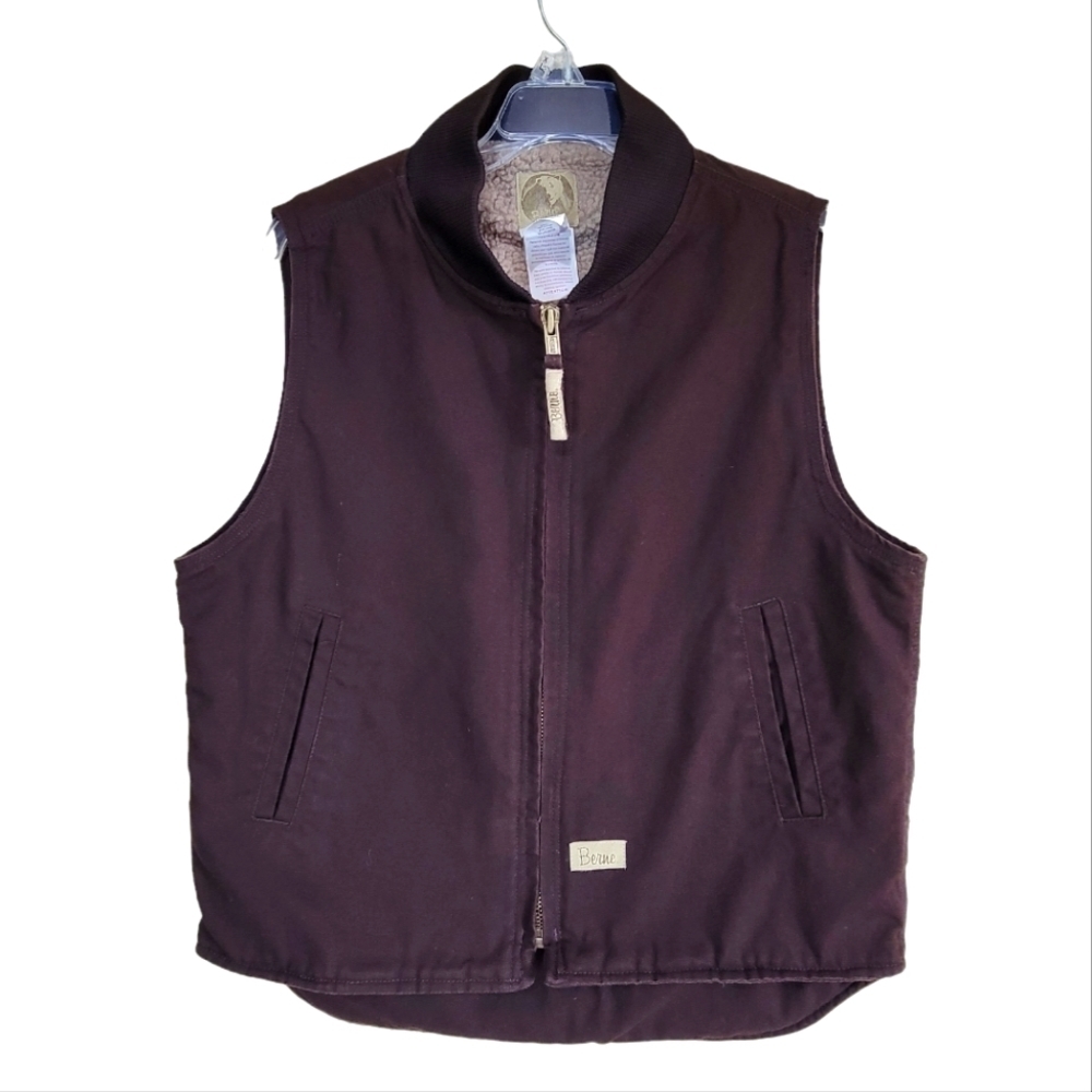 BERNE Brown Sherpa Lined Utility Work Vest with Pockets Women Sz Medium